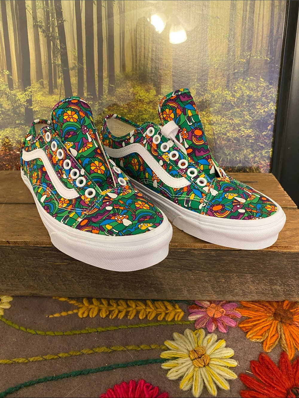 Vans Multicolor Floral Canvas Sneakers with White Stripe